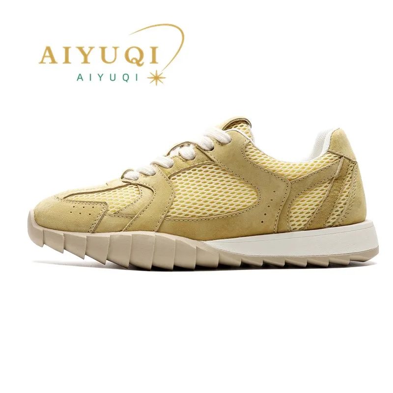 

Forrest Gump Shoes Women 2024 Summer New Breathable Mesh Sneaker Women Genuine Leather Casual Moral Training Shoes Women