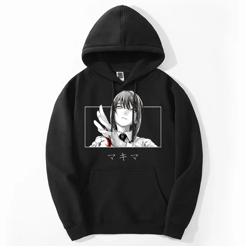 Anime Hoodies Chainsaw Man Makima Graphic Print Sweatshirts Harajuku Hip Hop Top Man Fashion Casual Tracksuit Women Sportswear