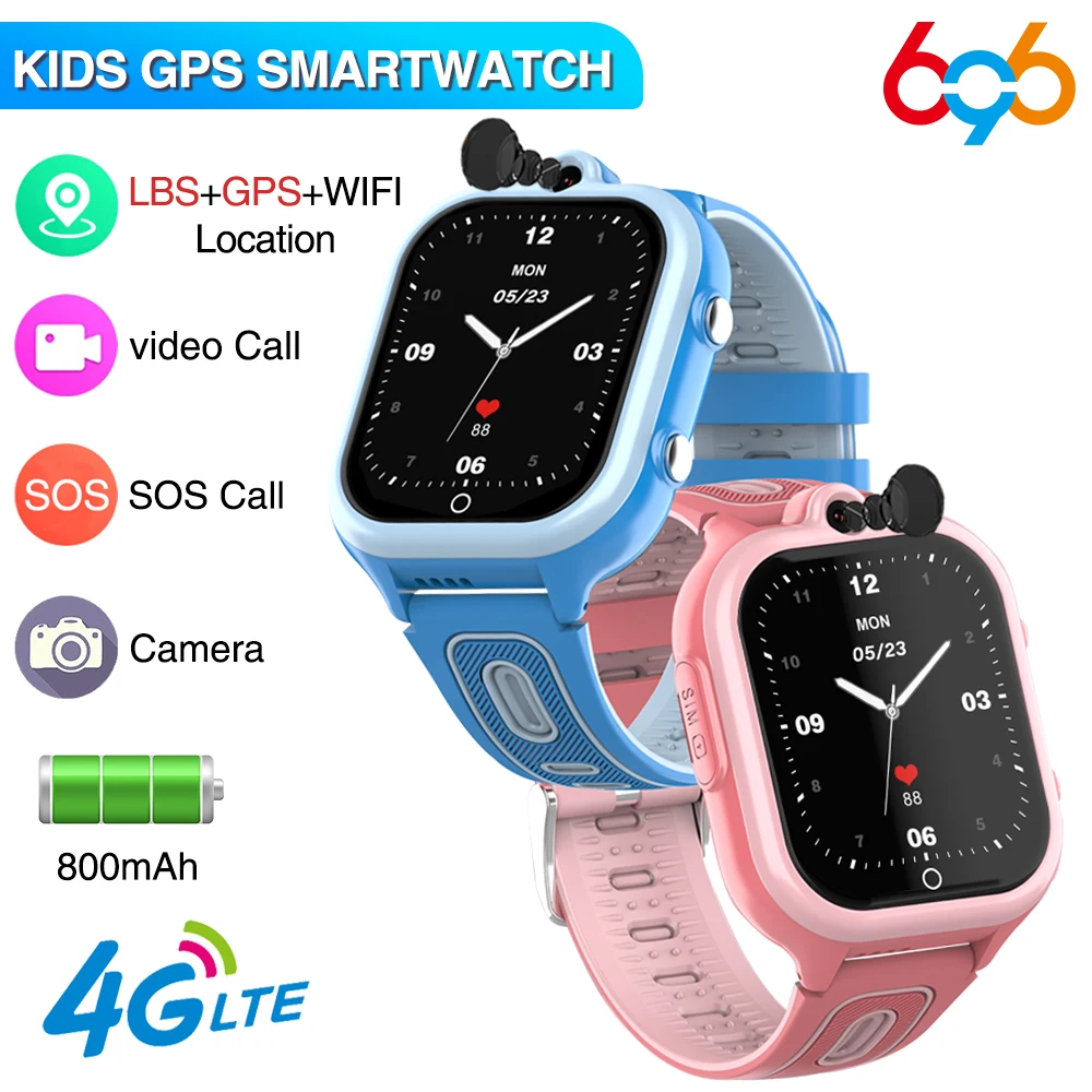 4G Sim Card Kids Smart Watches 1.85inch Full Touch Video Call Wifi GPS LBS SOS HD Camera Waterproof Smartwatch For Children Gift