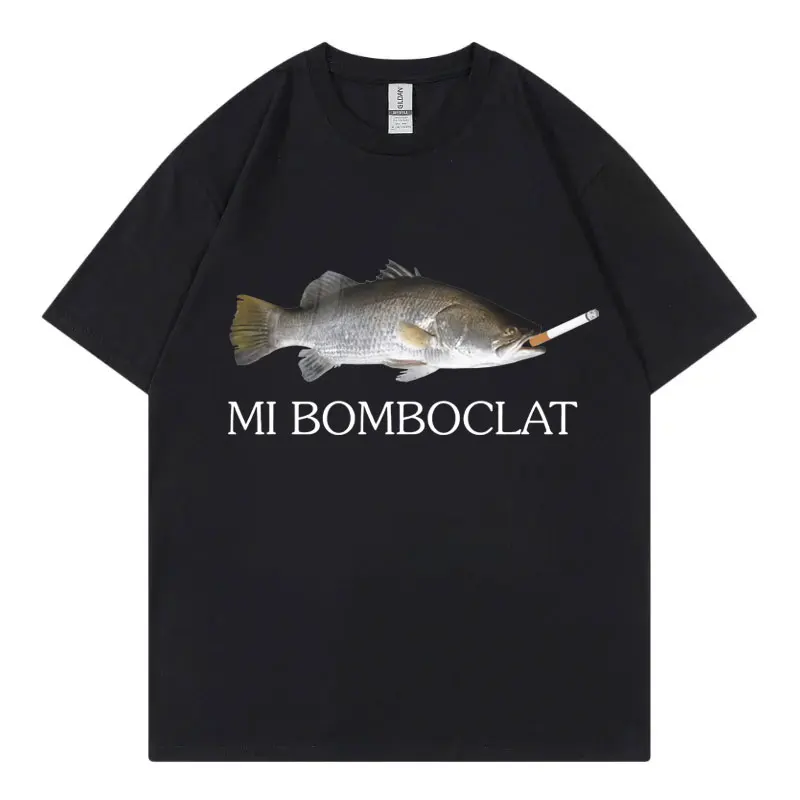 مضحك Bomboclat الأسماك ميمي المرأة تي شيرت شارع العليا موضة الاتجاه Y2k قصيرة الأكمام تي شيرت الرجال Harajuku خمر نمط تي شيرت