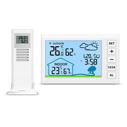 ORIA Wireless Weather Stations Outdoor Digital Thermometer Indoor Hygrometer Temperature Humidity Monitor With Clock for Home