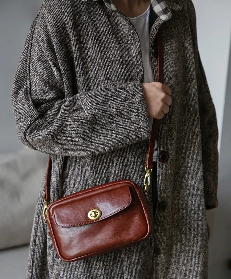 Modische Joker Vintage-Umhängetasche aus Rindsleder für Damen, Outdoor, Alltag, Reisen, Luxus, echtes Leder, kleine Crossbody-Tasche – Detail 1