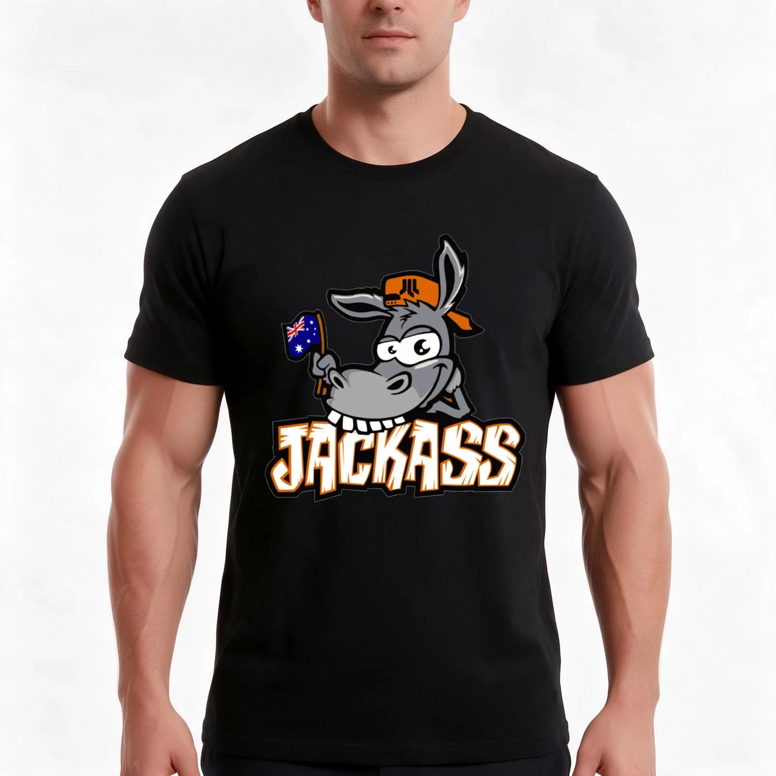 Jackass 43 T-Shirt, Summer Casual Cotton Tee, Oversized Streetwear Tops, Vintage Graphic Print, Loose Fit Short Sleeve