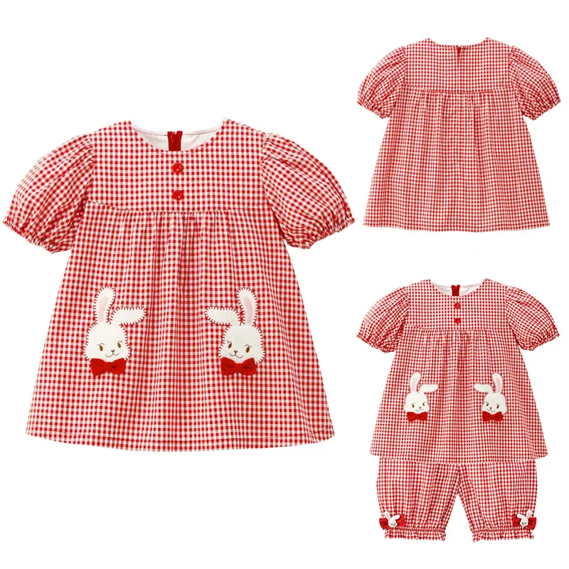 

Girls' Clothing Summer Children's Cartoon Cute Rich Bunny Bow Bubble Sleeve Short-sleeve T-shirt