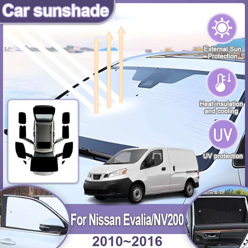 Full Coverages Sunshades For NV200 Nissan Evalia Vanette 2010~2016 Anti-UV Protection Sun Shade Visor Sunscreen Auto Accessories