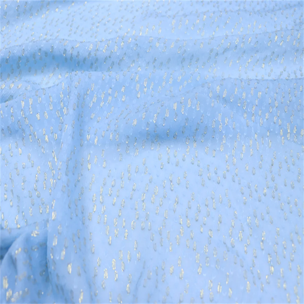 Elegant Woven Mulberry Comfortable Silk Crepe Chiffon Fabric Metallic Gold Silver Linen for Spring Cloth Dress Apparel view 6