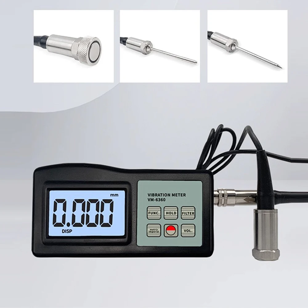 

Vibration Meter VM-6360 10Hz~10KHz Vibration Analyzer Acceleration Displacement Motor Fault 0.01mm/s~400 mm/s