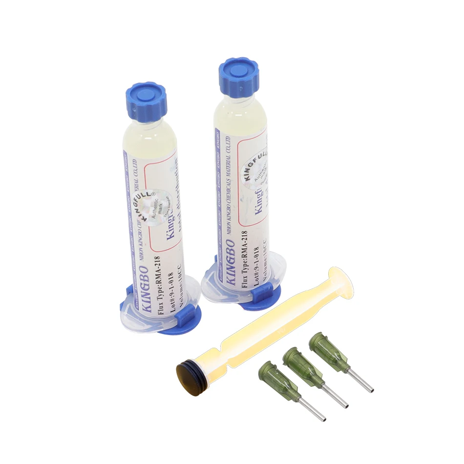 2pcs KINGBO RMA-218 10cc soldering flux No-cleaning soldering paste with needle