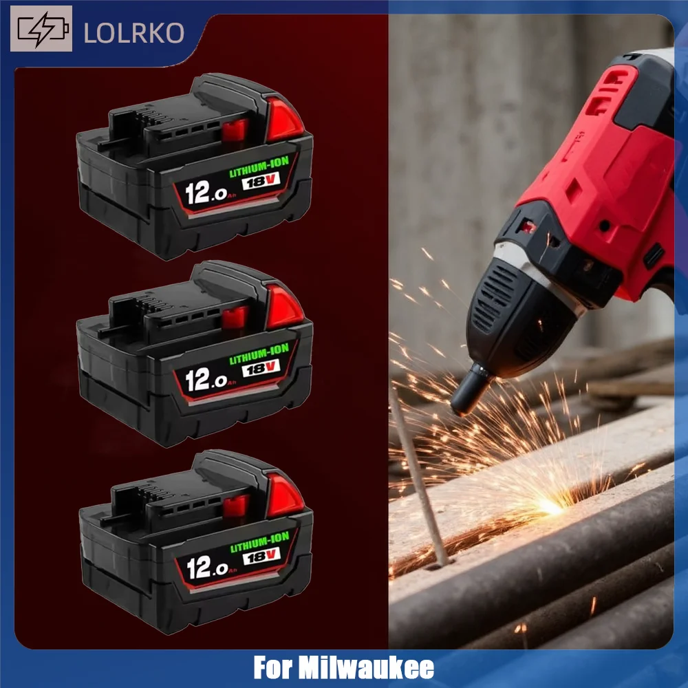 Rechargeable Batteries For Milwaukee M18B5 XC Lithium ION Battery 18v 12.0Ah battery charger For Milwaukee M1818V 18650.00