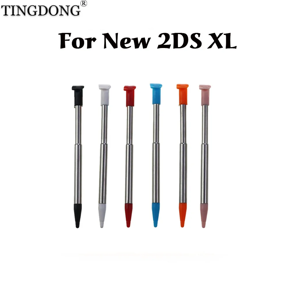 2pcs For New 2DSLL 2DSXL Game Console Plastic & Metal Telescopic Stylus Touch Screen Pen For New 2DS LL XL