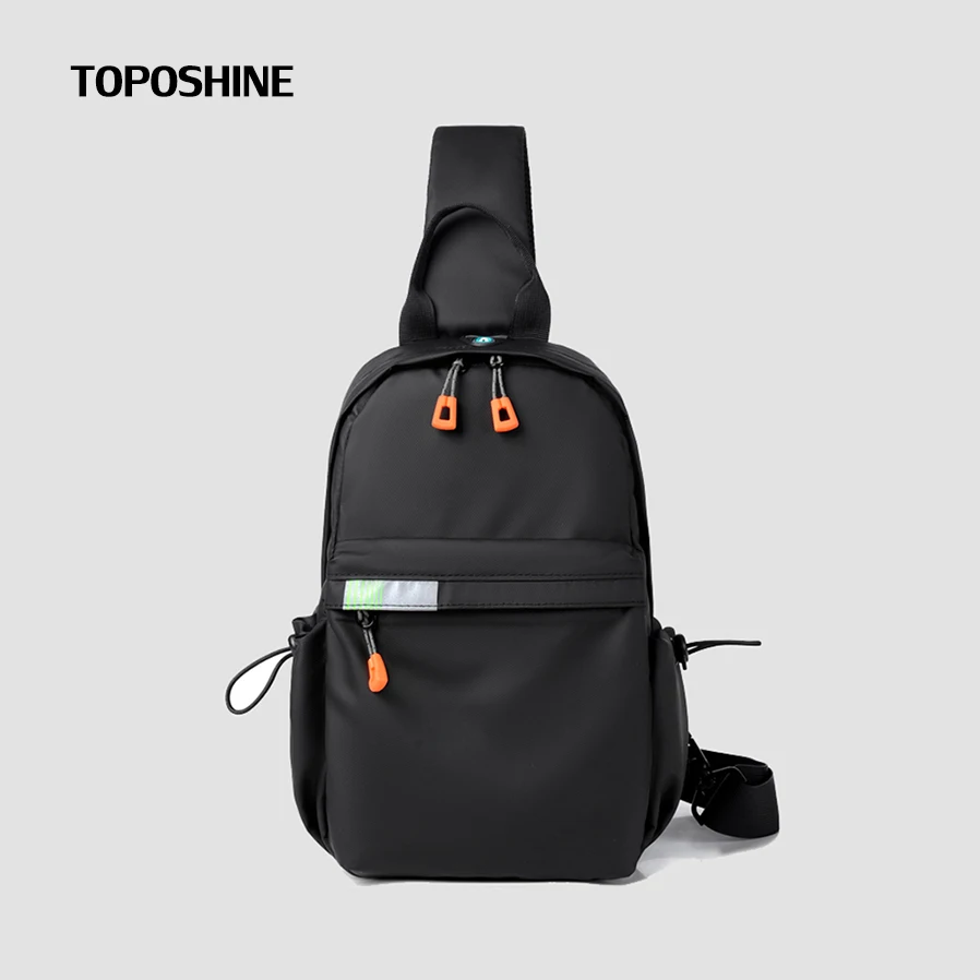 Toposhine Fashion Shoulder Bag Safe Reflective Strip Crossbody Bag Lovers Locomotive Chest Bag Youth Leisure Sports Fitness Bag