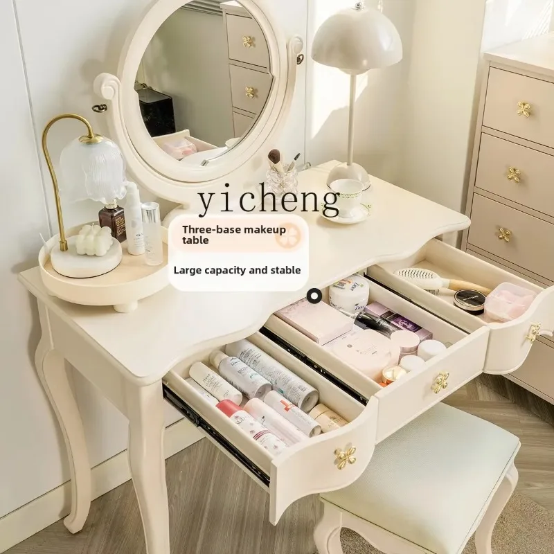 e1-cream wind dressing table bedroom dressing table 1 meter small apartment with mirror makeup table original furniture
