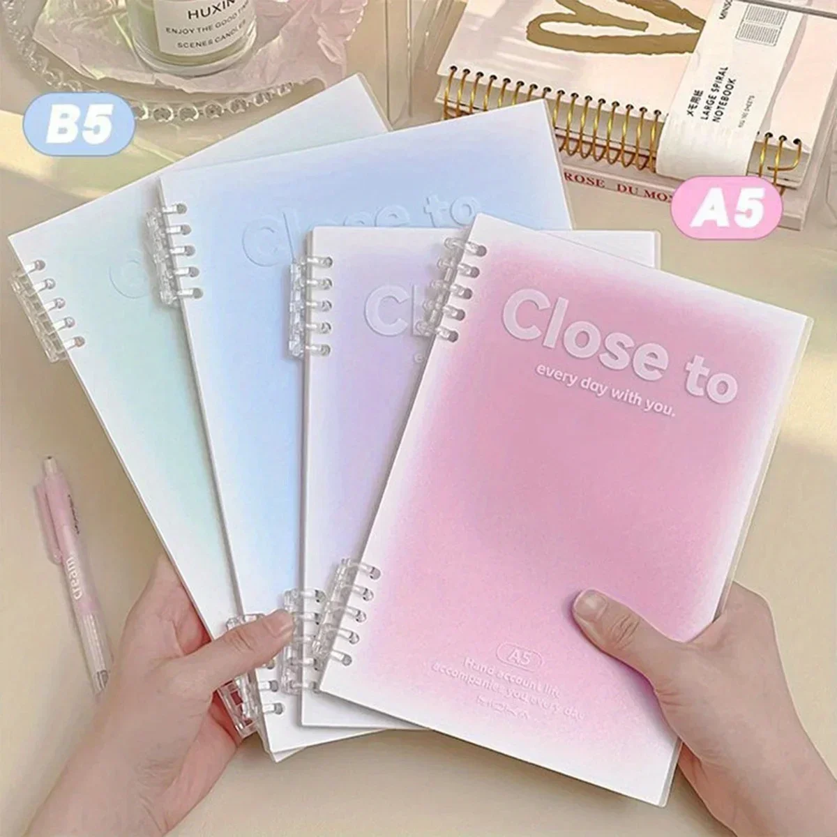 

A5 Binder Loose-Leaf Notebook 60 Sheets Lined Book Students Writing Pad Kawaii Colorful Cover Notebooks School Office Supplies