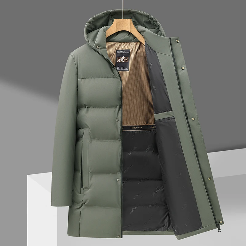 

Windbreaker Men Clothes Cotton Parkas Padded Hooded Long Sleeve Men's Jacket Mid-length For Daily Wear Autumn Winter Men Parkas