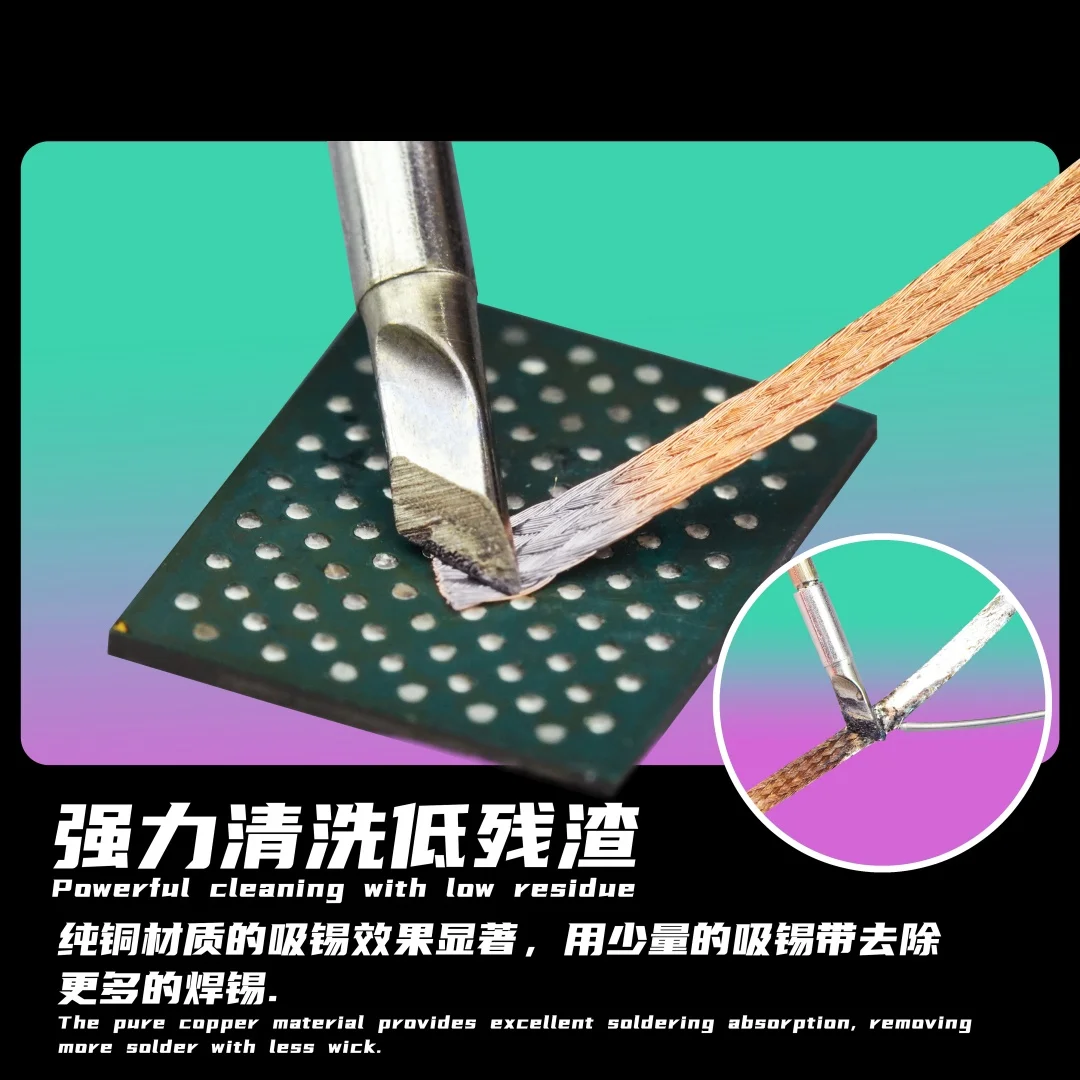 

YCS 2020, двухслойный фитиль для припоя, сверхмощная оплетка для распайки, теплопроводящая с низким остатком для инструментов для ремонта печатных плат BGA