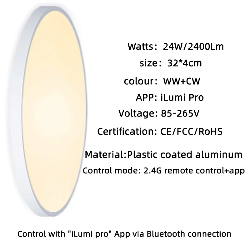 2.4G RF Remote LED Ceiling Light Tri-proof Waterproof 3 Color Stepless Dimmable Memory Timing Home Bedroom Bathroom Ceiling Lamp