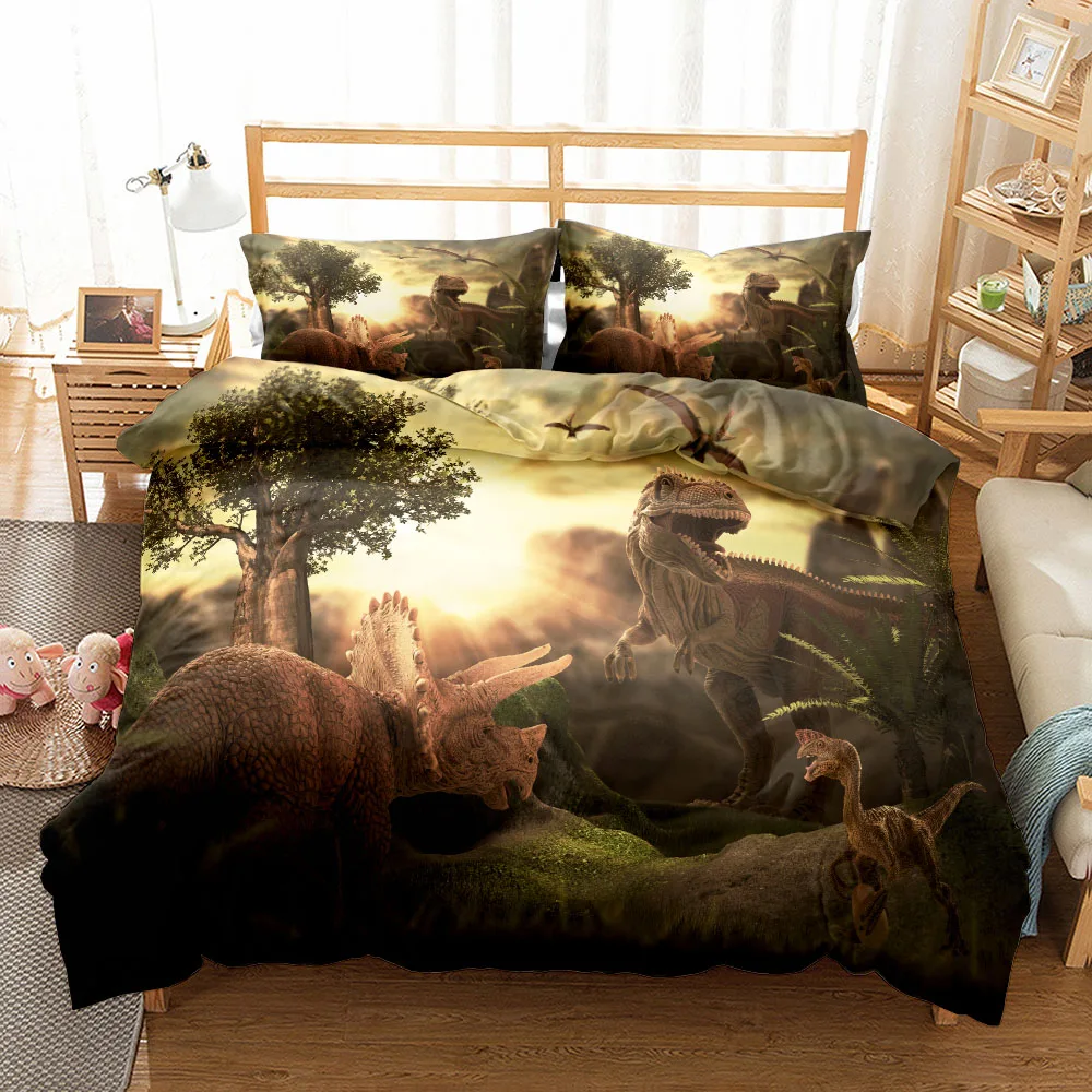 World Dinosaurs Children Duvet Cover Set EU Single Double King US Twin Full Queen Size  Bed Linen Set