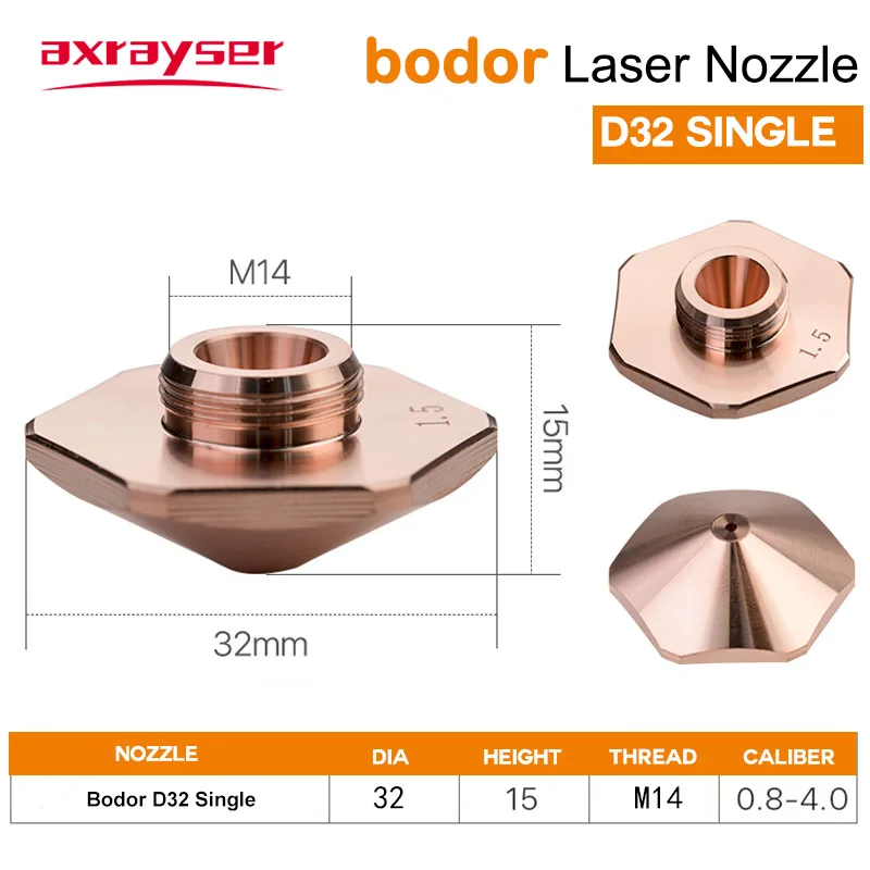 Bodor Nozzle Laser Cutting Nozzles All Types D25 D32 D28 H15 for Precitec Bodor CNC Fiber Machine Double/Single Caliber 1.0-5.0