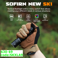 Sofirn SK1 Tactical Flashlight 479m 1300LM EDC Rechargeable SFT25R LED Spotlight Torch with Tail Switch and Rotary Switch