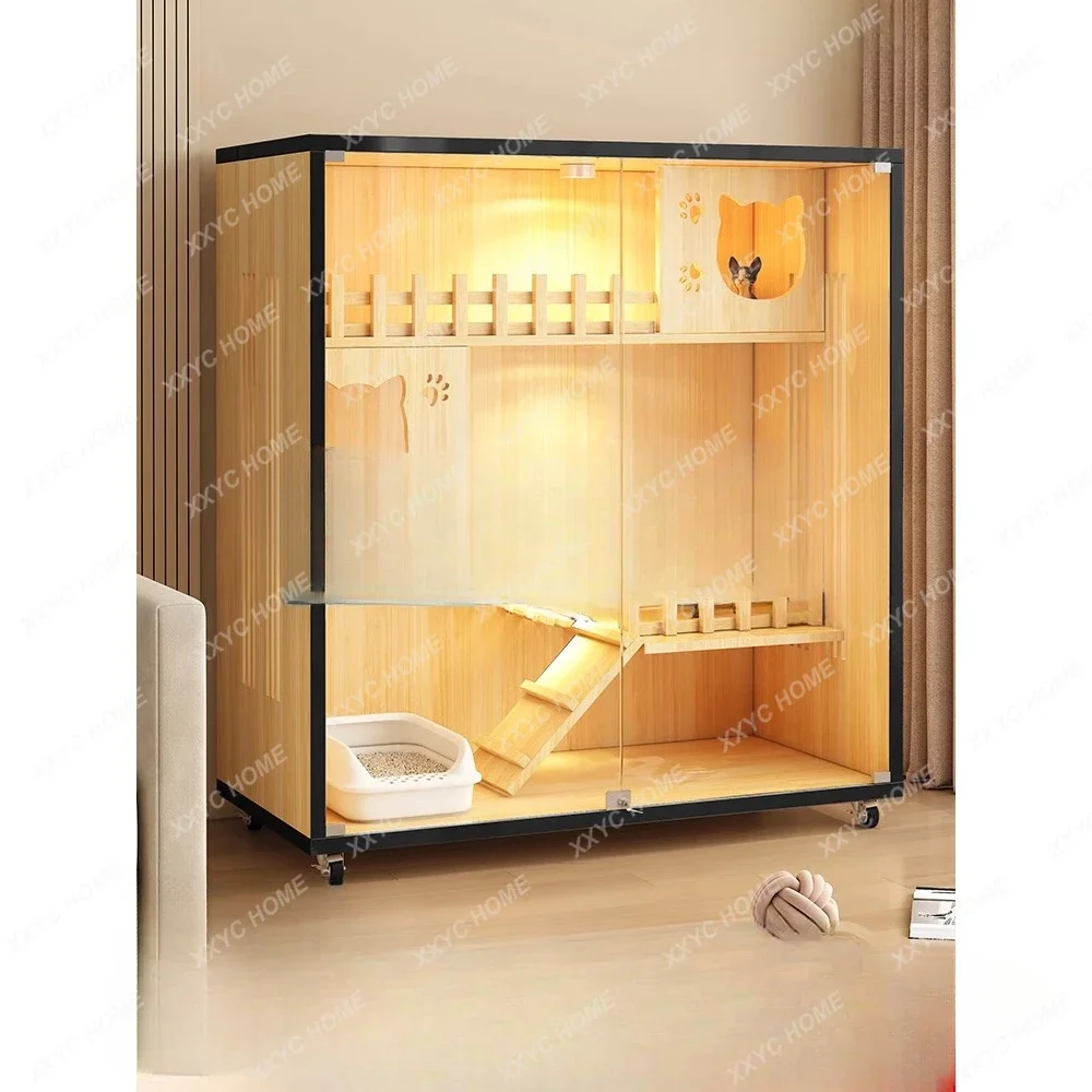 

Indoor Panoramic Cabinet Nest Chamfer Integrated Cat House Cage