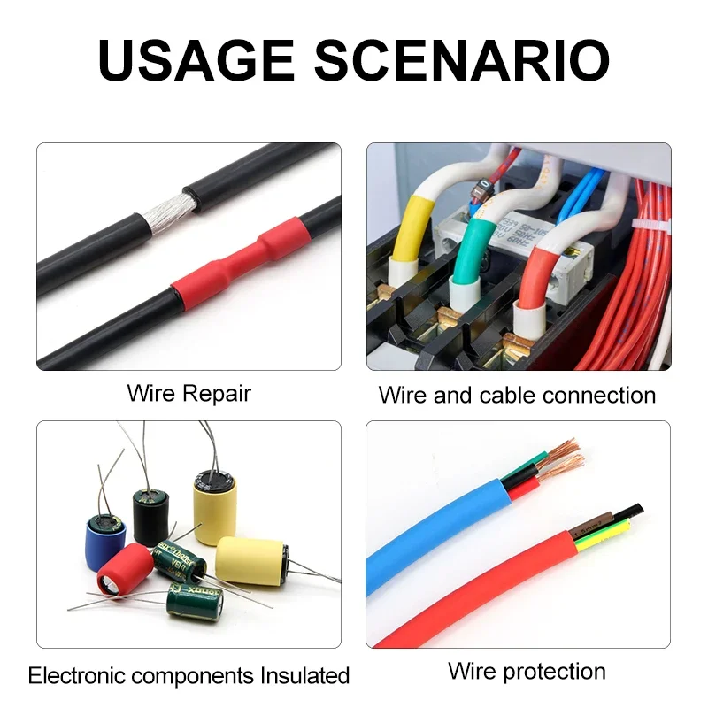 1-10M Glued 3:1 Heat Shrink Tube Yellow Green 1.6 ~ 39mm Polyolefin Dual Wall Shrinkable Wrap Adhesive Lined Cable Repair Sleeve