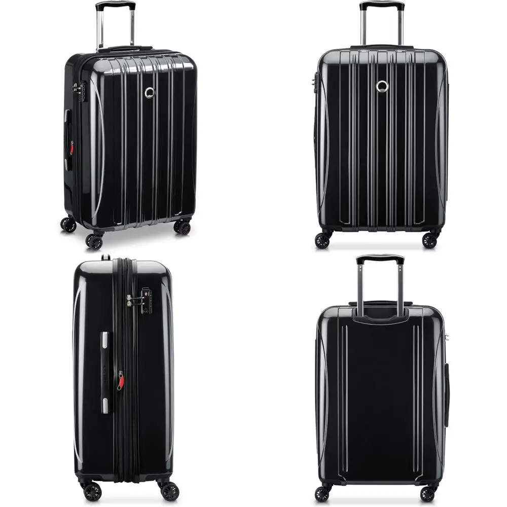 Medium 24 Inch Expandable Hardside Spinner Luggage with Aero Design in Black, Ideal for Travel and Checked Luggage