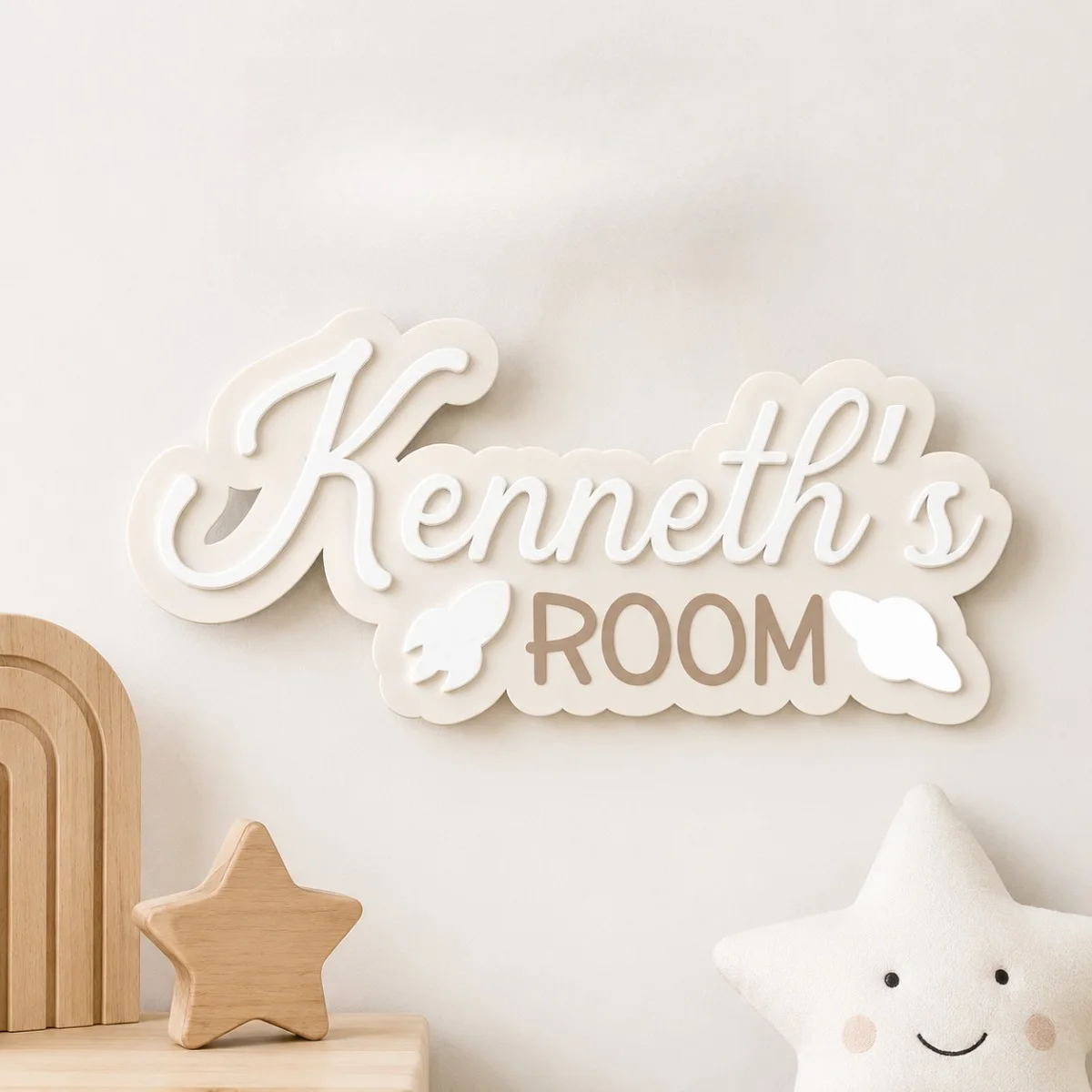 Baby Nursery Themes Boy - Custom Space Rocket Kids Cloud Shape