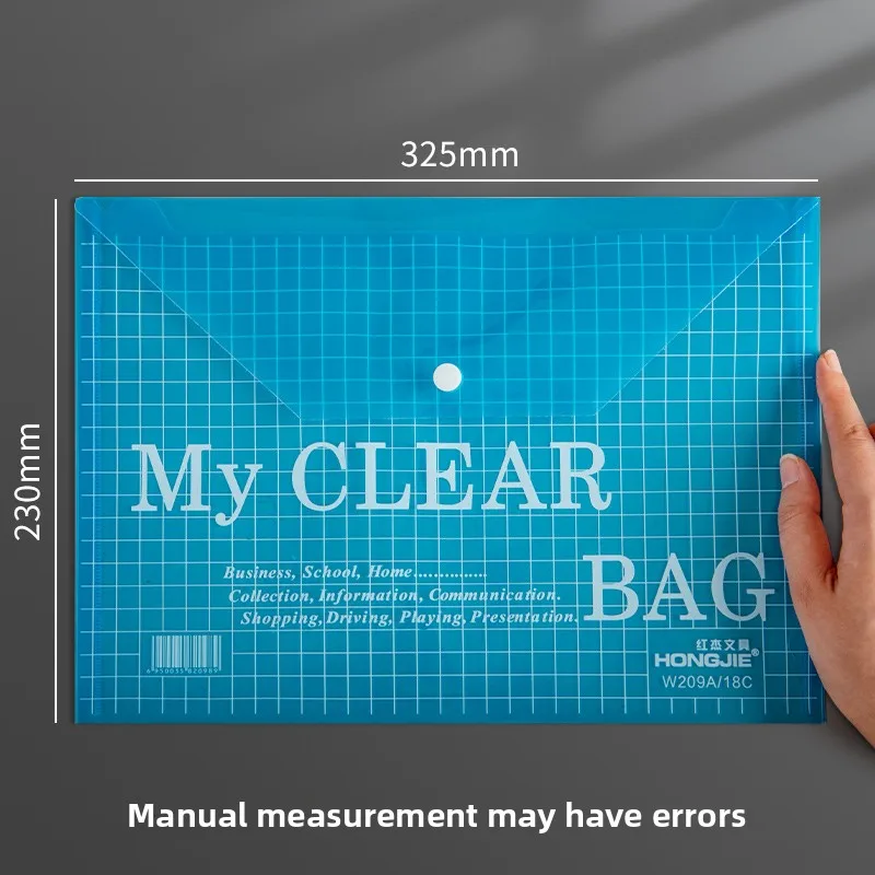 100/5 PCS A4 투명 파일 가방 플라스틱 문서 파일링 보관 가방 파일 폴더 정보 포켓 폴더 편지지