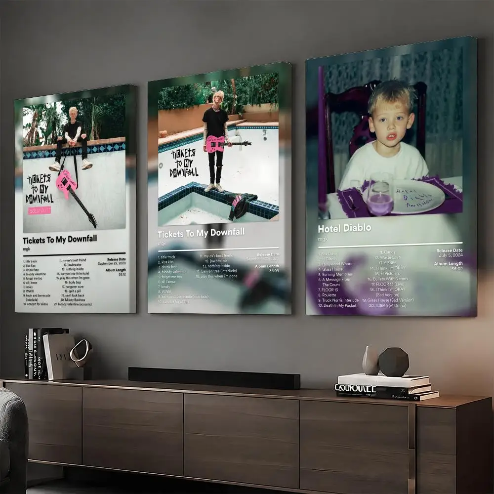 Mgk M-Machine Gun Kelly Rap Painting Calligraphy HD Modern Style Inner Frame Canvas Bedroom Room Hallway Wall Art Decor