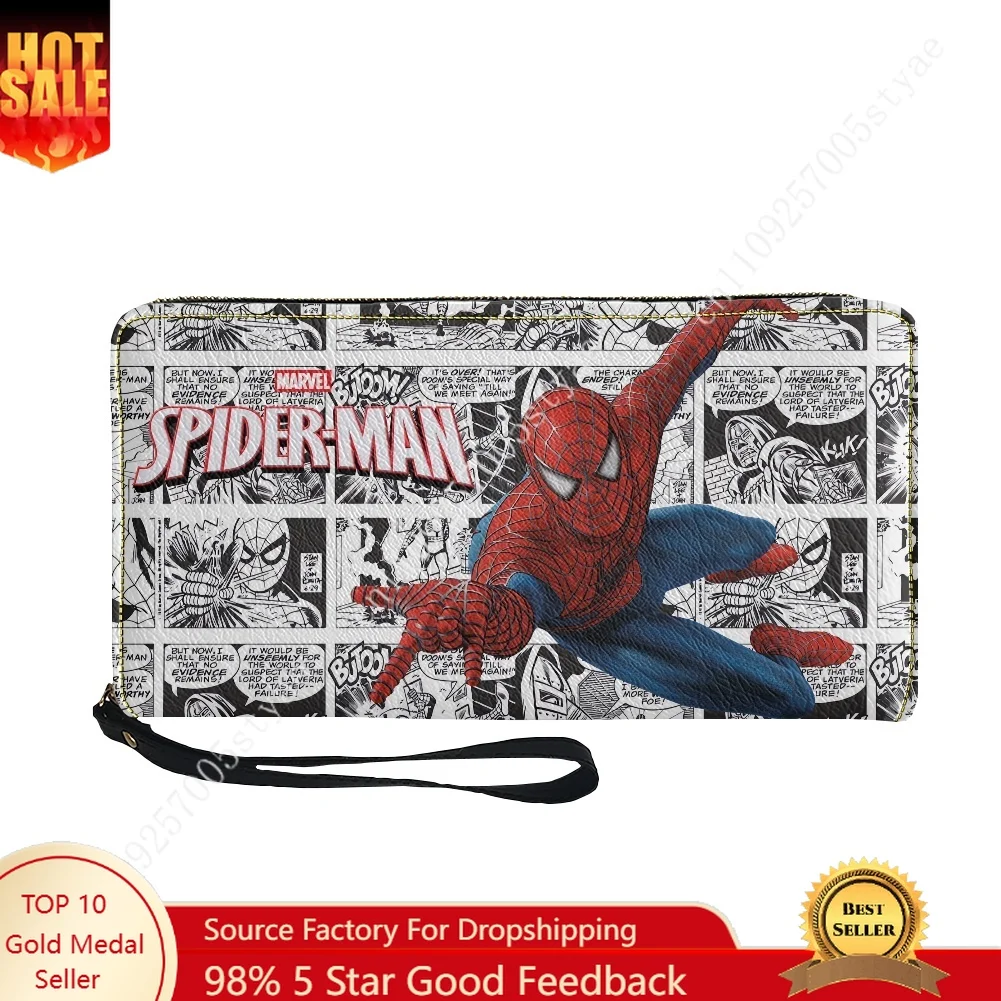 

Marvel Peter Parker Spider Man Custom Purse Mens Womens Teenagers Zipper Long Wallets Double Print Portable Wallet Gift Bag