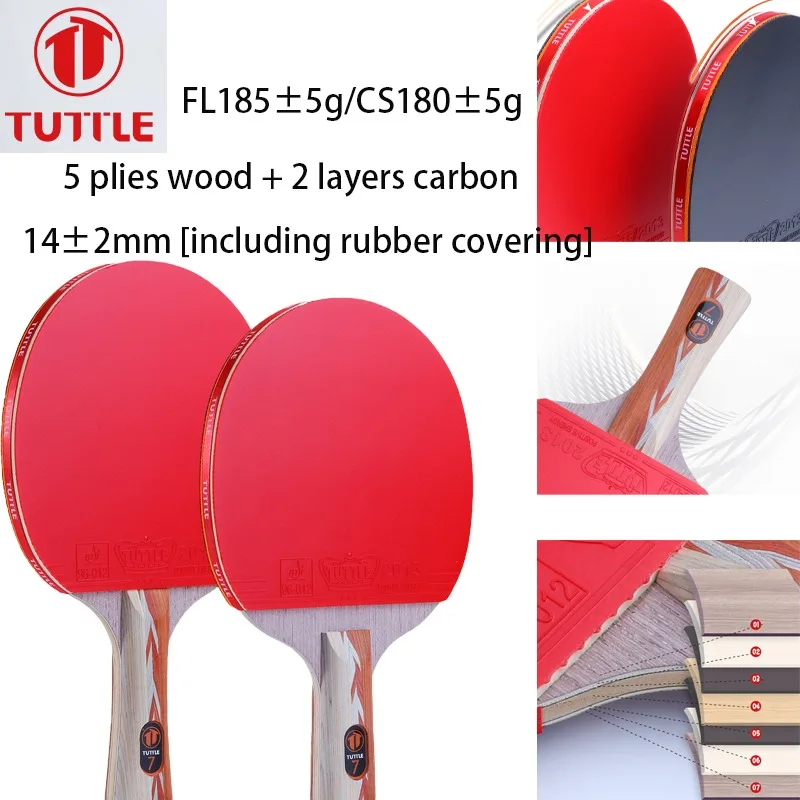 TUTTLE Professional Table Tennis Racket 7 Stars 7Ply Ayus+Carbon Fiber Ping Pong Paddle High-density Sponge Rubber ITTF Approved