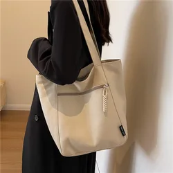 Casual Minimalist Shoulder Bag Large Capacity Niche Solid Handbag High Quality Preppy Style Commuting Versatile Canvas Bag