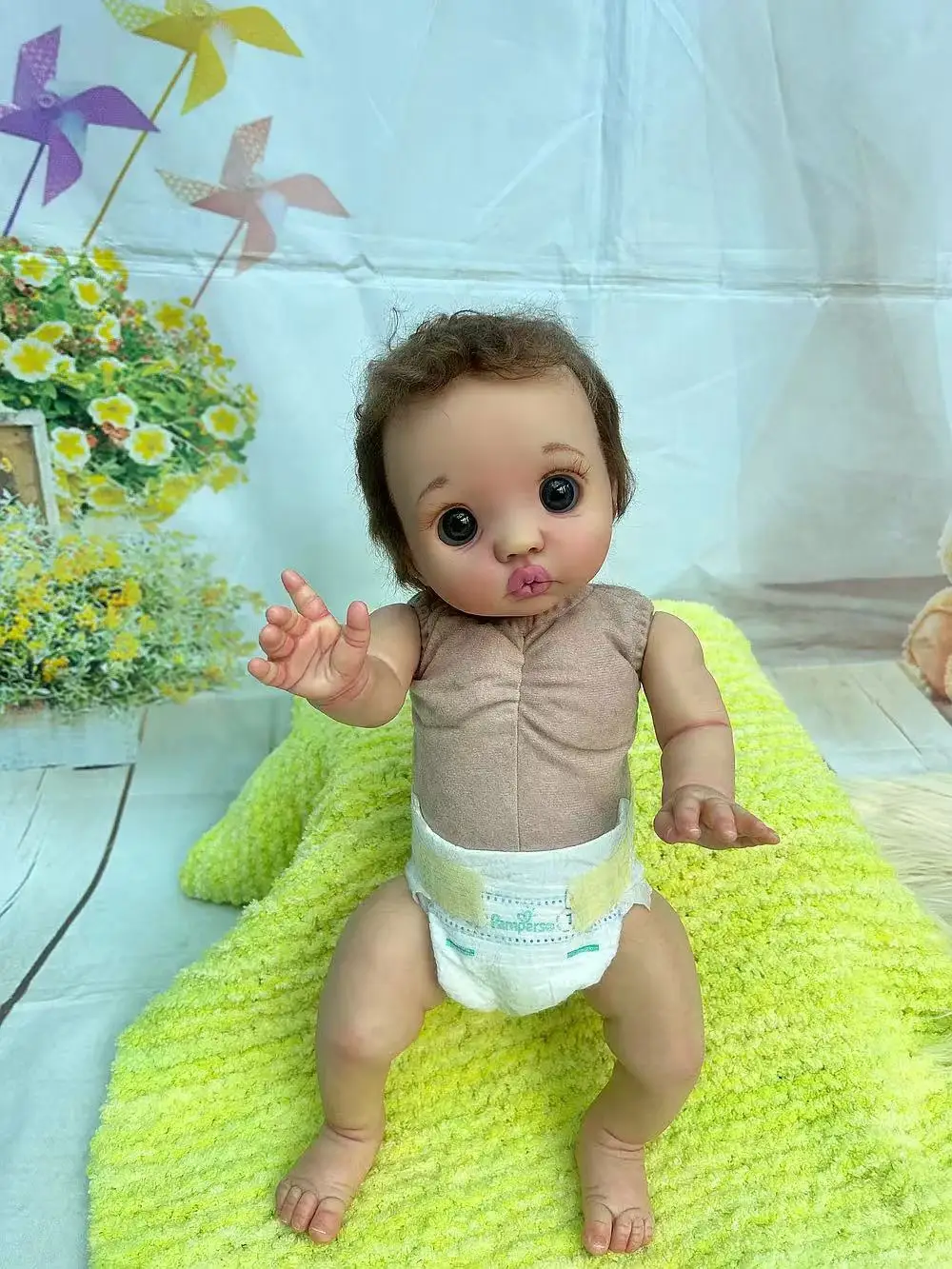 FBBD Customized Limited Supply 16inch Reborn Baby Peeka With Hand-Rooted Hair Already Finished Doll With Different Dress