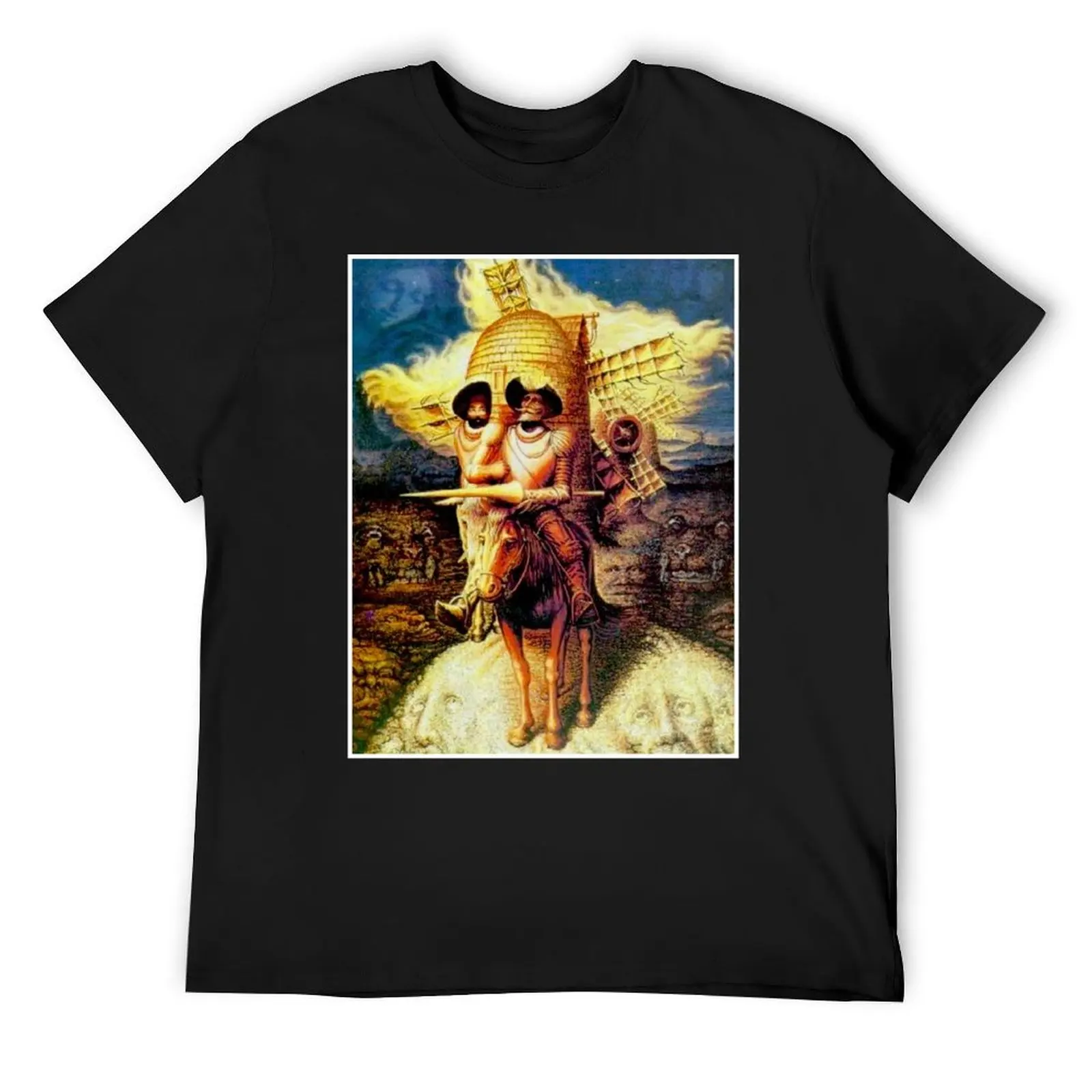 

DON QUIXOTE : Vintage Abstract Tilting at Windmills Print T-Shirt croswit shirt man hippie clothes men clothes