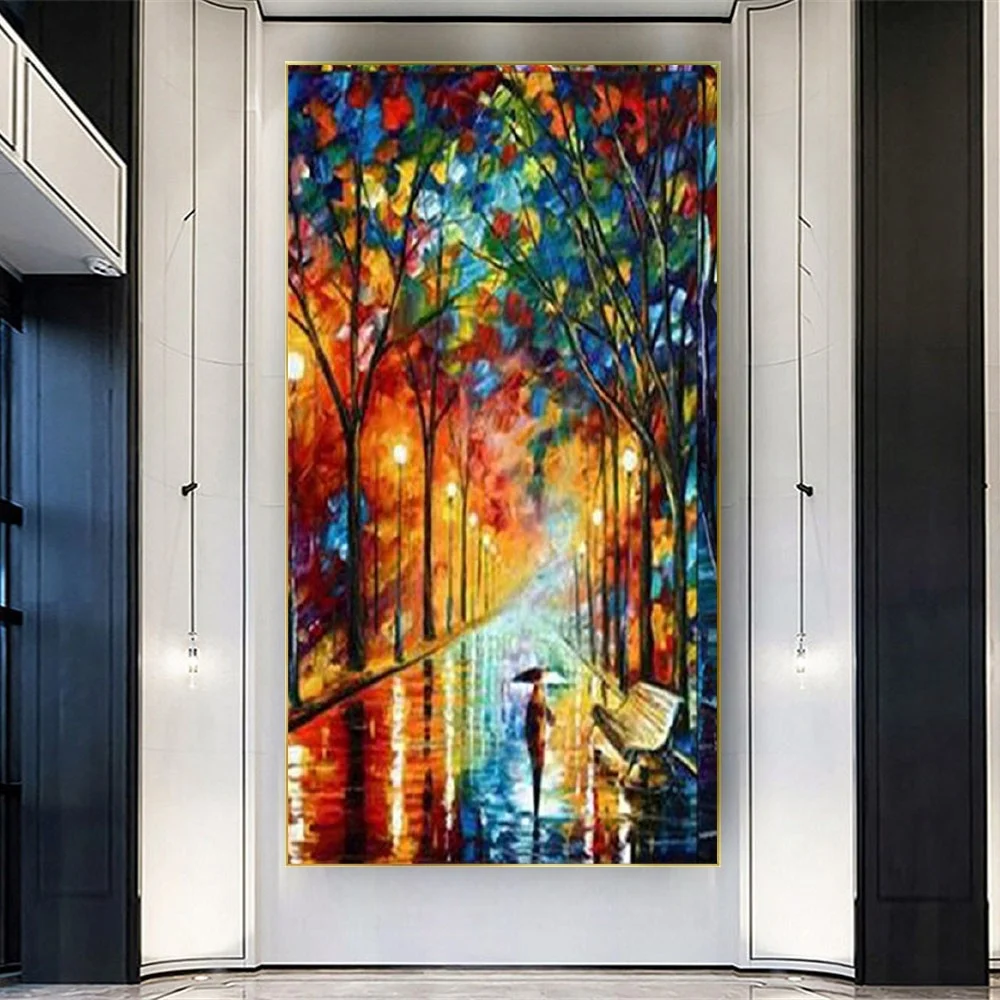 

Abstract Knife Thick Scenery Mural Handmade Street Night Streetscape Oil Painting Exhibits Canvas Wall Art Picture Decor Live