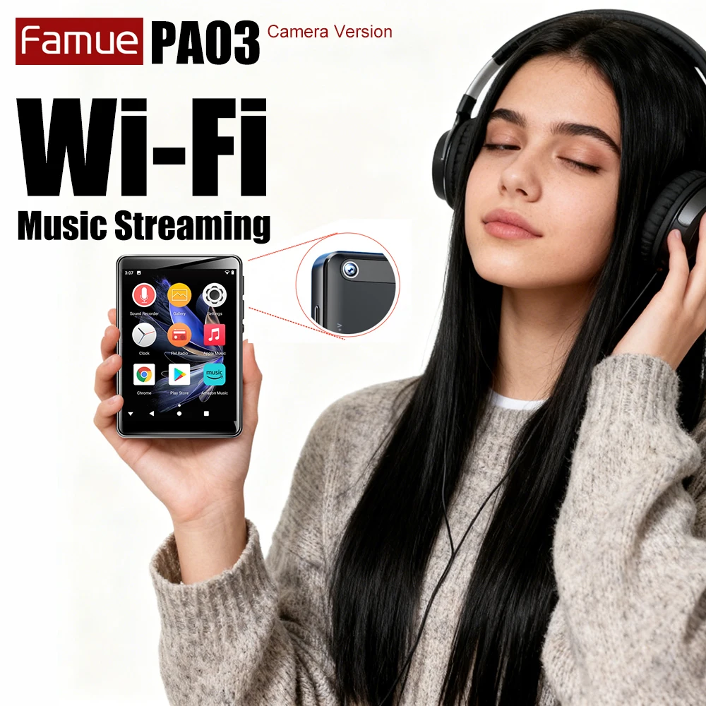 مشغل MP4 Famue 2.8 بوصة كاميرا 5 ميجابكسل أندرويد 10 واي فاي بلوتوث ذكي MP3/MP4 مشغل وسائط الجيب متجر جوجل بلاي تنزيل