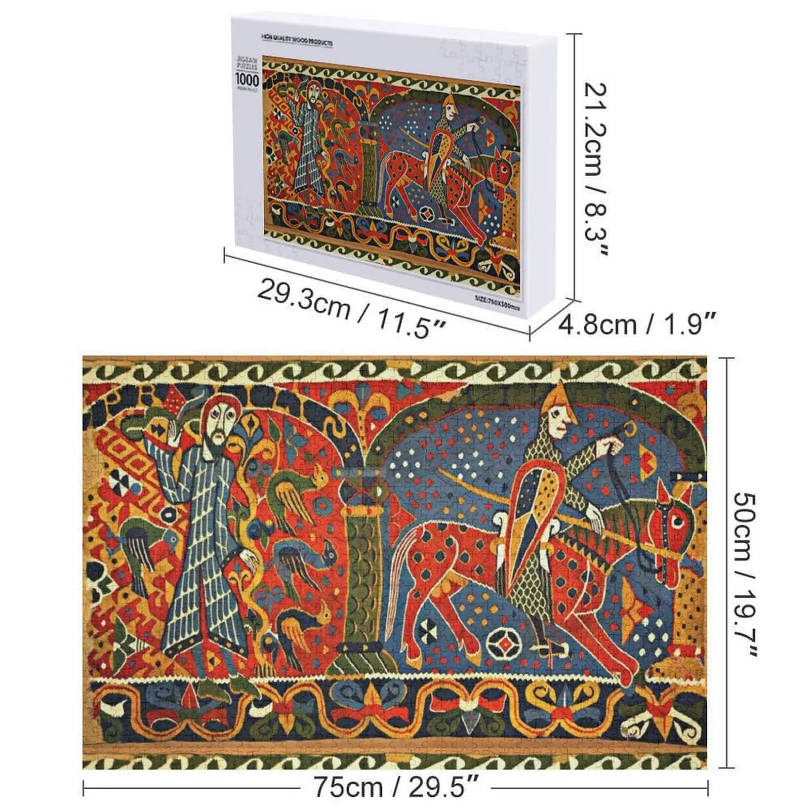 NORWEGIAN BALDISHOL TAPESTRY, Cavaleiro Medieval Cavalo Quebra-cabeça de Madeira Adultos Madeiras Para Adultos Brinquedos Personalizados Quebra-cabeça
