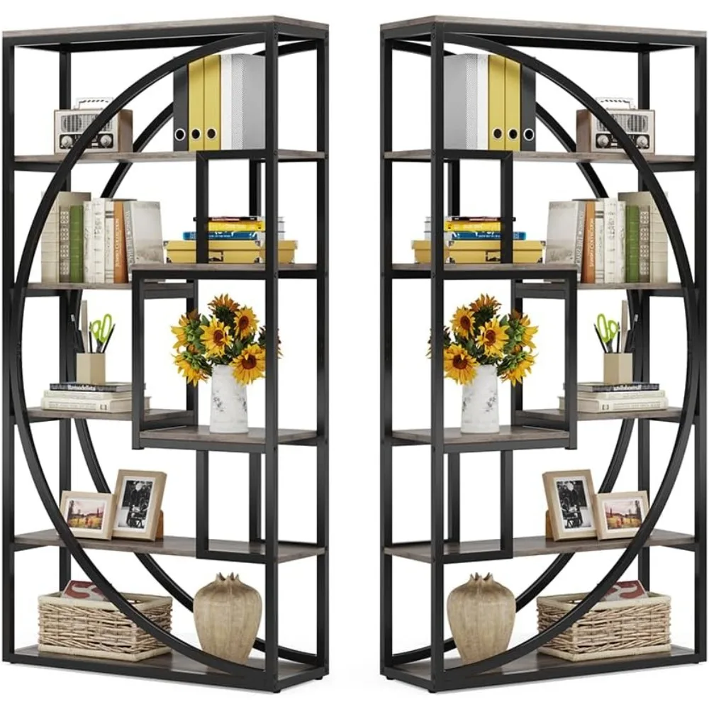 Bookshelf, Industrial 5-Tier Etagere Bookcase, 70.8