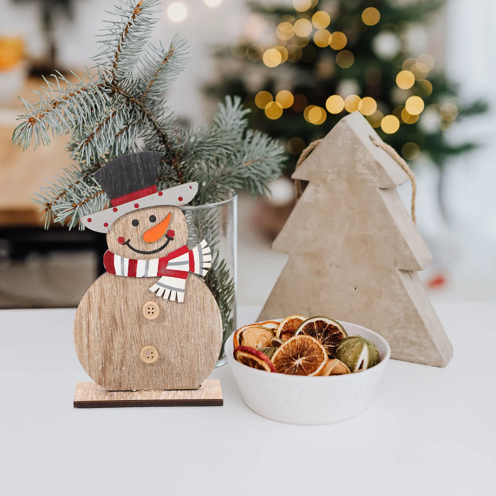 

2Pcs Wooden Snowman Decor EcoFriendly Christmas nament for Kids Home Party Wedding Office Kindergarten Store