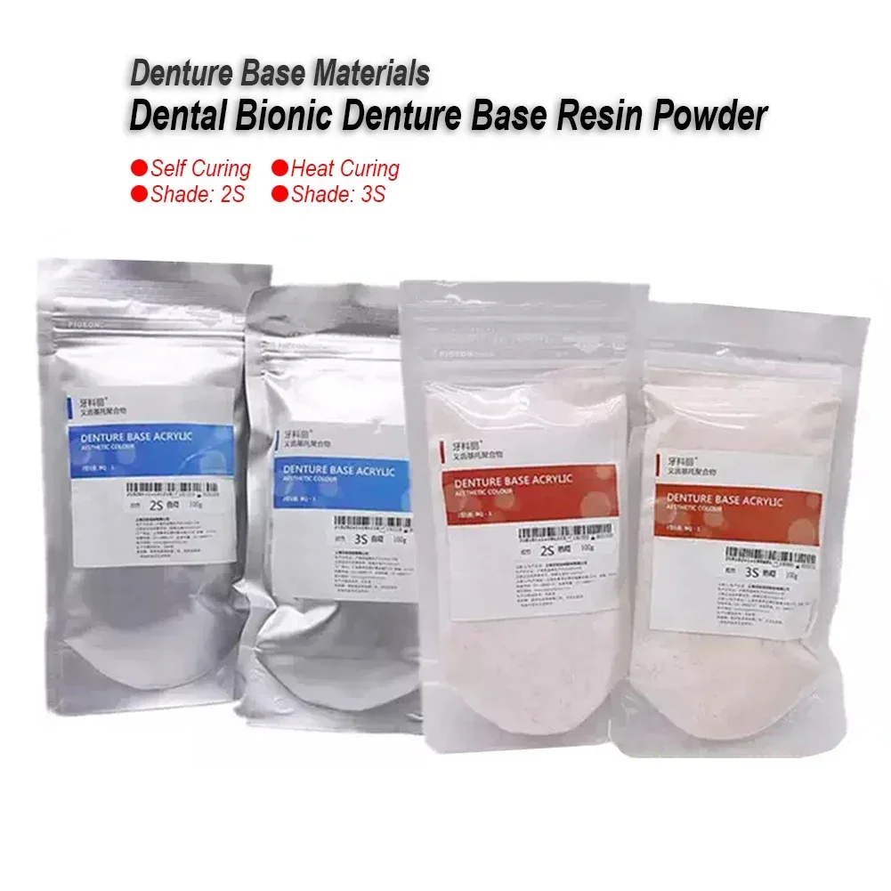 Self Heat Cured Bionic Denture Base Resin Powder 100g Dental Lab Technician Biomimetic Blood Streak Acrylic Tooth PMMA Materials
