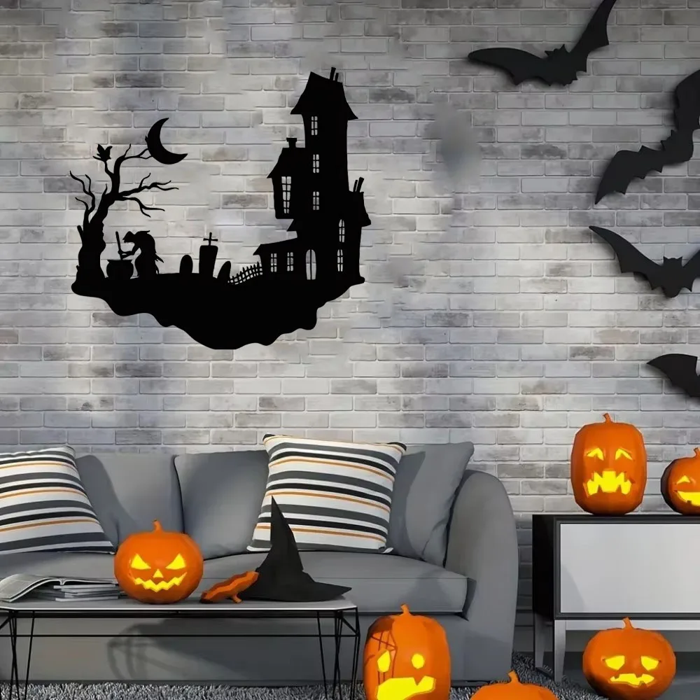 

Metal Silhouette Yard Sign Wall Adornment - Modern Appeal for Halloween Space. Sticker Mural and Metal Wall Hanging Decoration