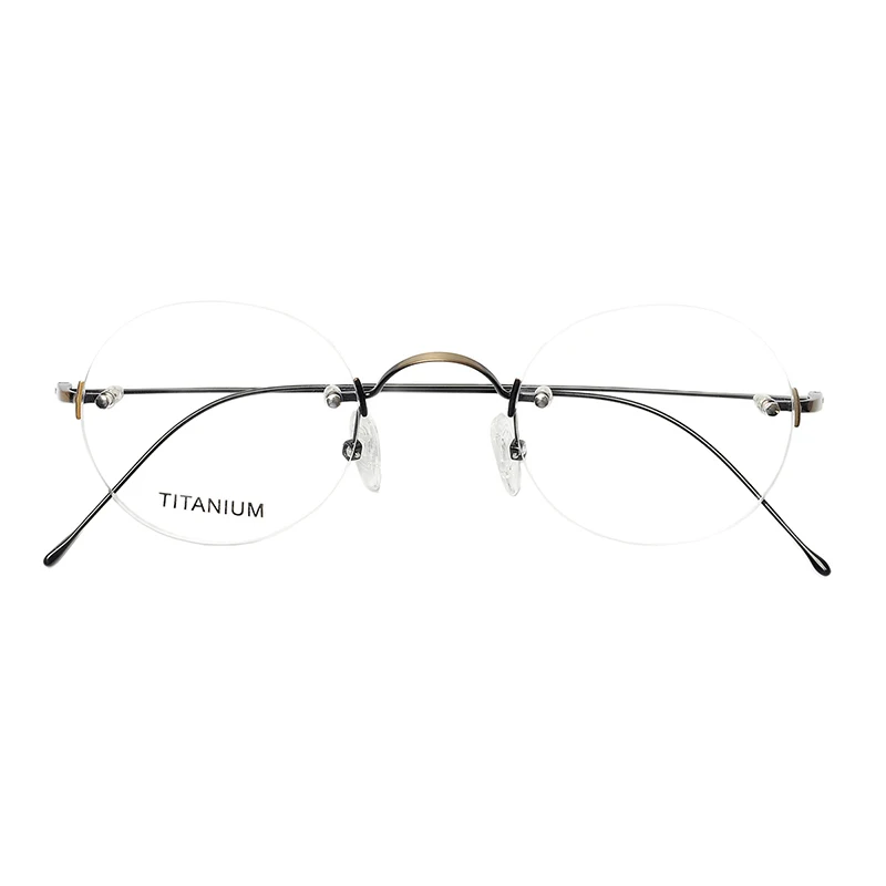 

Vintage Round Rimless Eyewear Men Titanium Optical Customize Prescription Eyeglasses Women Brand Design Luxury Glasses Frames