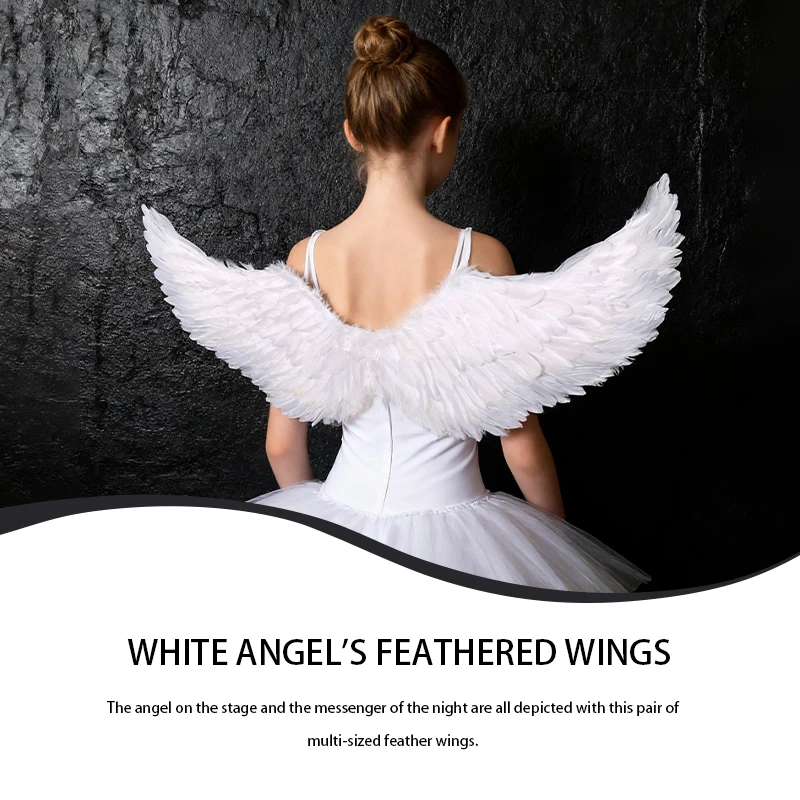 Dance Wings Accessories Halloween Wings Props Children Adult Angel Feather Wings Props Stage Performance Accessories White Black