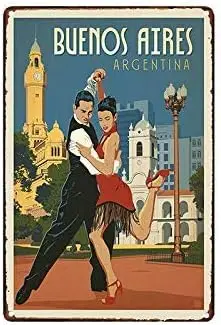 Metal Tin Sign Buenos Aires Argentina Pub Outdoor Bar Retro Poster Home Kitchen Restaurant Wall Decor Signs 12x8inch sign