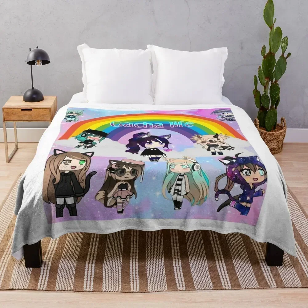 

gacha life anime pack Sleeveless Top Throw Blanket Decorative Beds Flannel Fabric For Sofa Thin Flannel Blankets