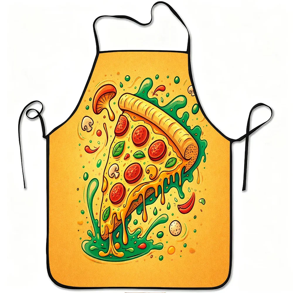 1pc Pizza Slice Apron with Pizza Slice Print & Pizza-Themed - Adjustable Waistband, Durable Easy-Clean Polyester Apron Suitable