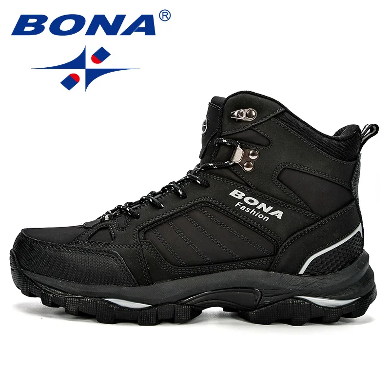 BONA-botas altas de ante para hombre, botines cálidos de felpa, antideslizantes, de alta calidad, para senderismo, invierno, 2023