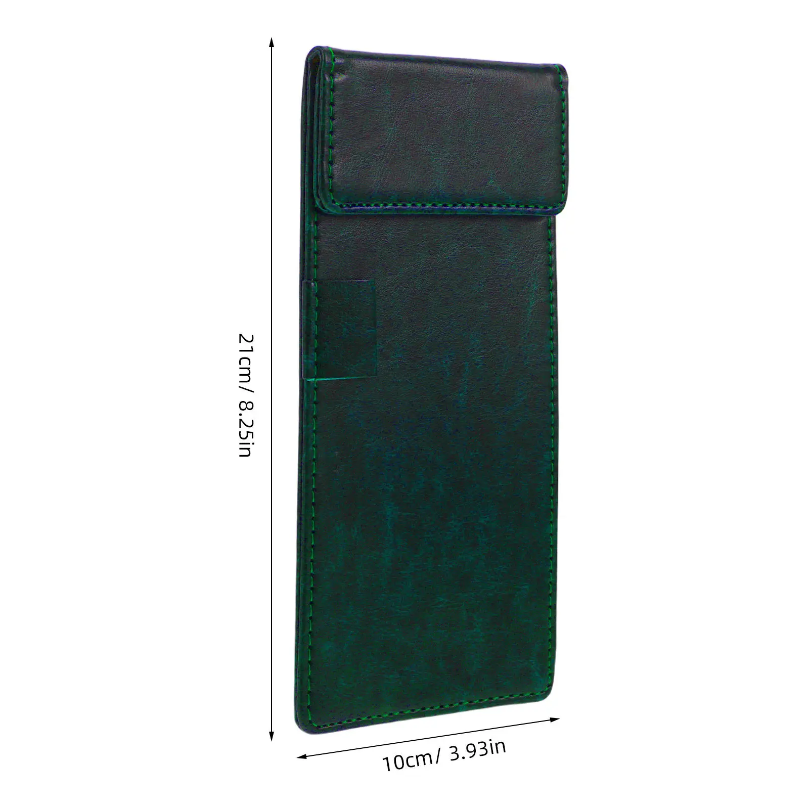Mini Pocket Magnetic Receipt Clipboard 8.3x4 Inch Double Layer Green PU Signature Board Cashier Payment Signing Document Holder