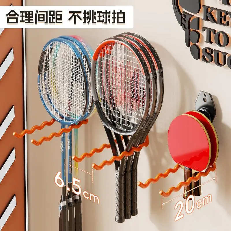 Ballhalter mit 3 Fächern, Aufbewahrungsregal für wandmontierte Badmintonschläger, bohrfrei, für Tennis-, Pickleball- und Tischtennisschläger
