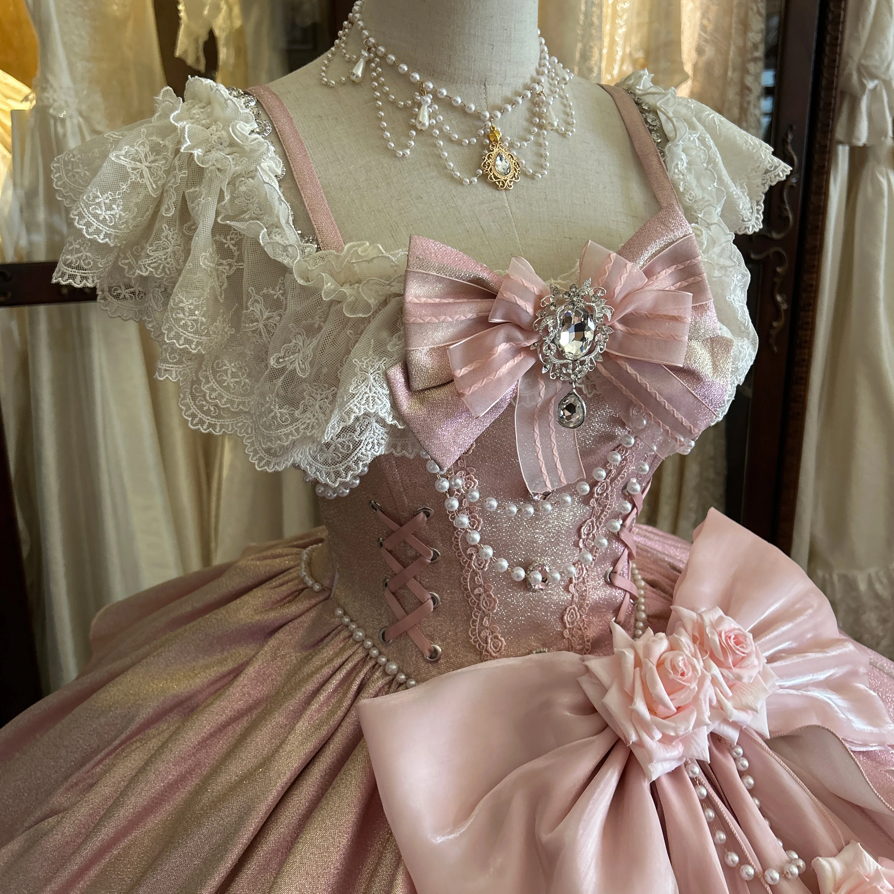 حالمة رائع اليابانية الأصلية لوليتا فستان الأميرة ثوب مسائي الوردي حفلة عيد ميلاد القادمة من العمر حفل القوس فستان حلو #3